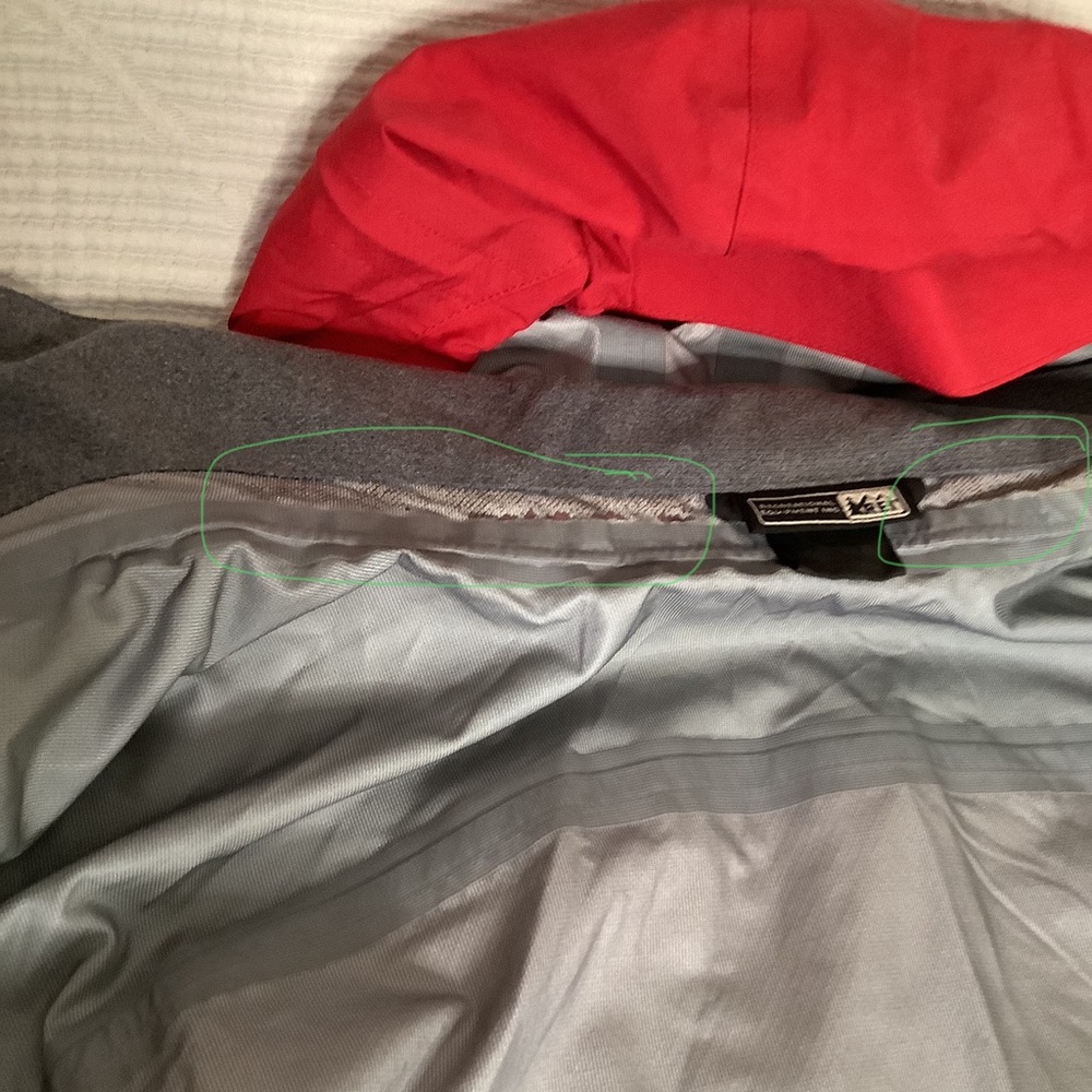 Rei E1 Elements Dark Red & Black Tech XL Waterproof Rain Jacket Removable Hood - Picture 15 of 16